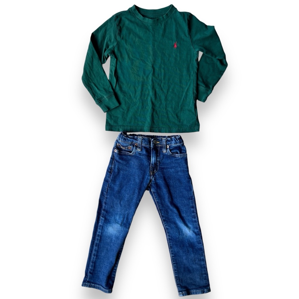 Polo Ralph Lauren 4T Boys Jeans and Long Sleeve Shirt Outfit